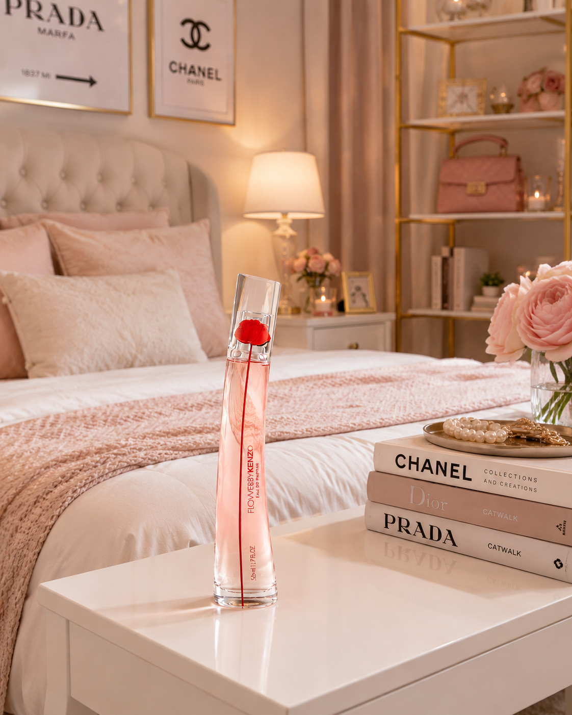 Kenzo Flower Eau De Vie 50ml perfume spray for women, featuring a floral fragrance in a sleek glass bottle.