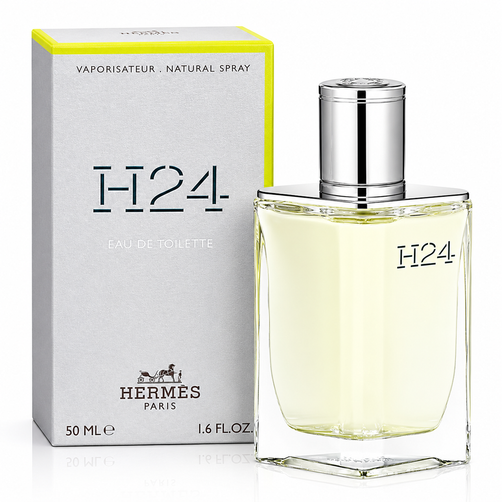 Hermès H24 100ml men's Eau de Toilette bottle featuring a modern design and minimalist label, representing luxury fragrance elegance.
