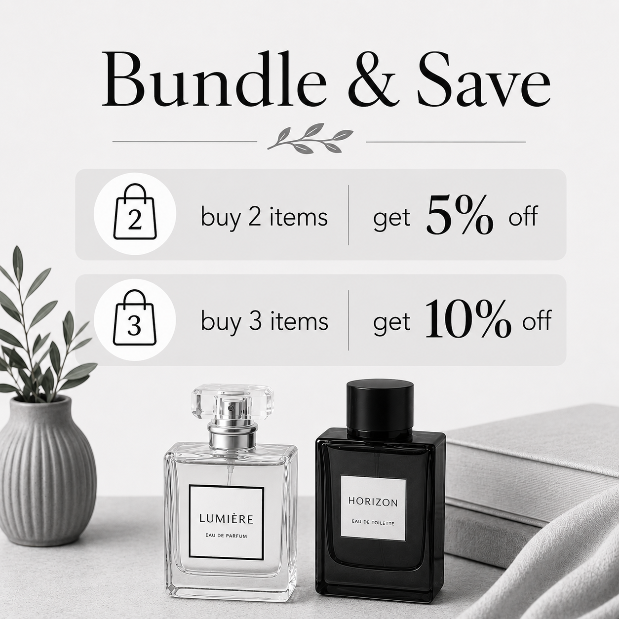 Assorted perfume bottles from The Fragrance Society in a bundle, showcasing elegant design and variety of scents.