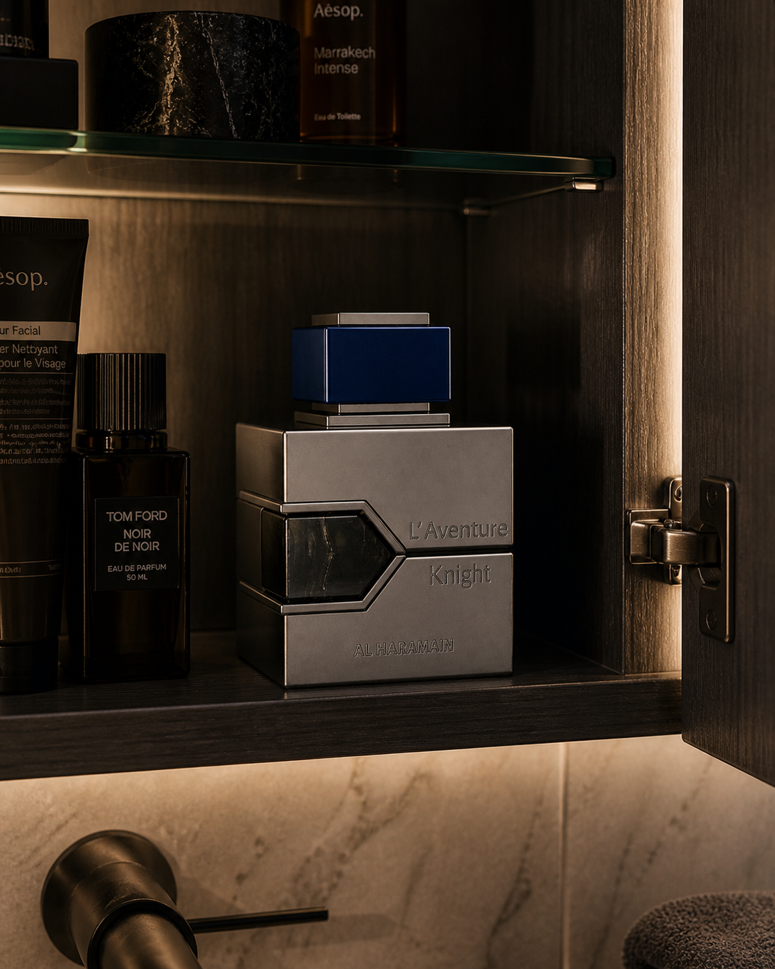 Al Haramain L'Aventure Knight 100ml men's Eau de Parfum bottle with sleek packaging and branding.