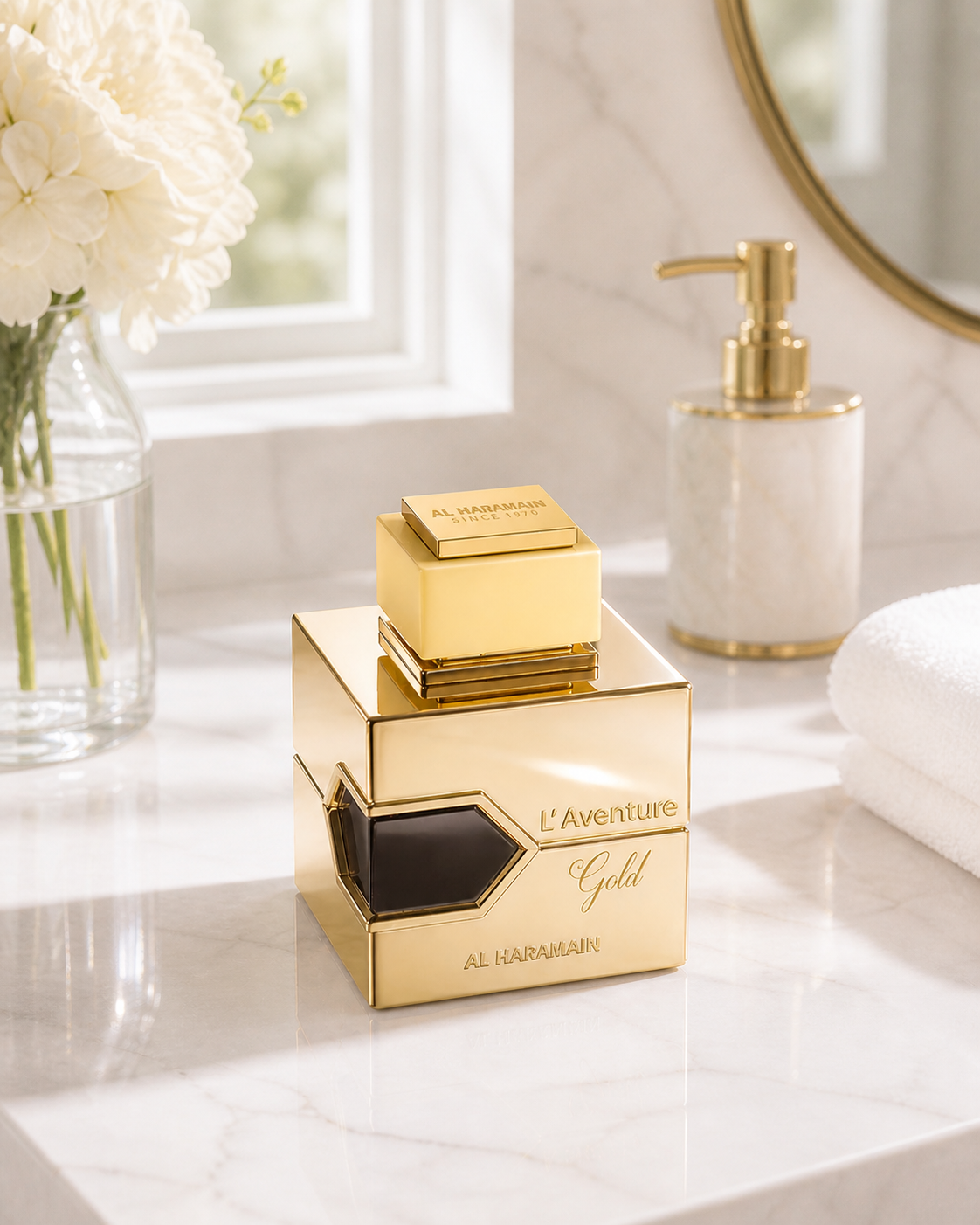 Al Haramain L'Aventure Femme 100ml women’s perfume bottle with elegant design and floral accents.