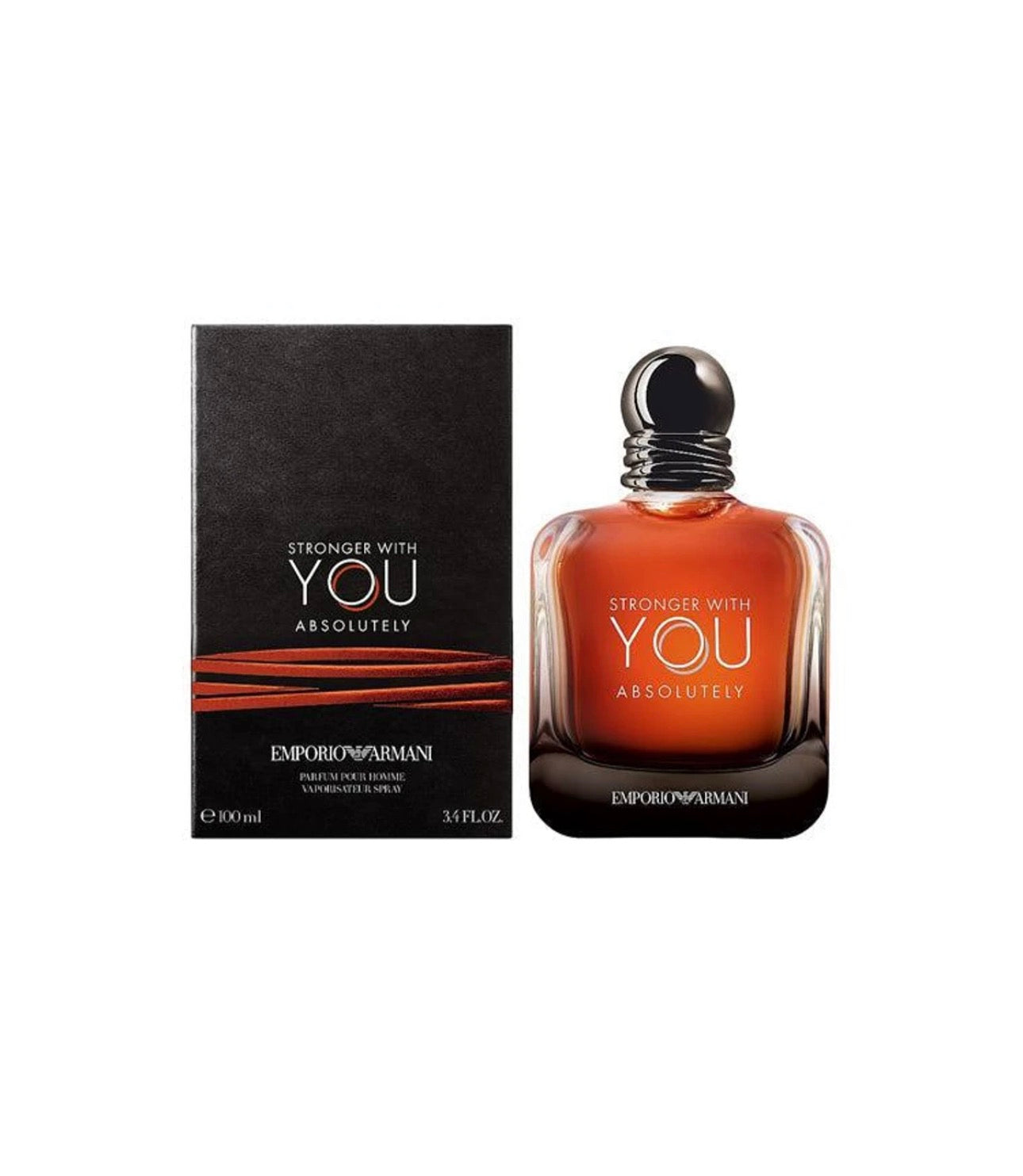 Armani Stronger With You Absolutely 100ml men's Eau de Parfum bottle on a neutral background