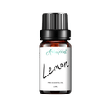 Aurascent Lemon Essential Oil 10ml bottle with label, showcasing clear glass container and bright lemon imagery.