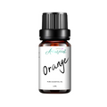 A 10ml bottle of Aurascent orange essential oil with bright orange liquid and clear label, displayed on a neutral background.