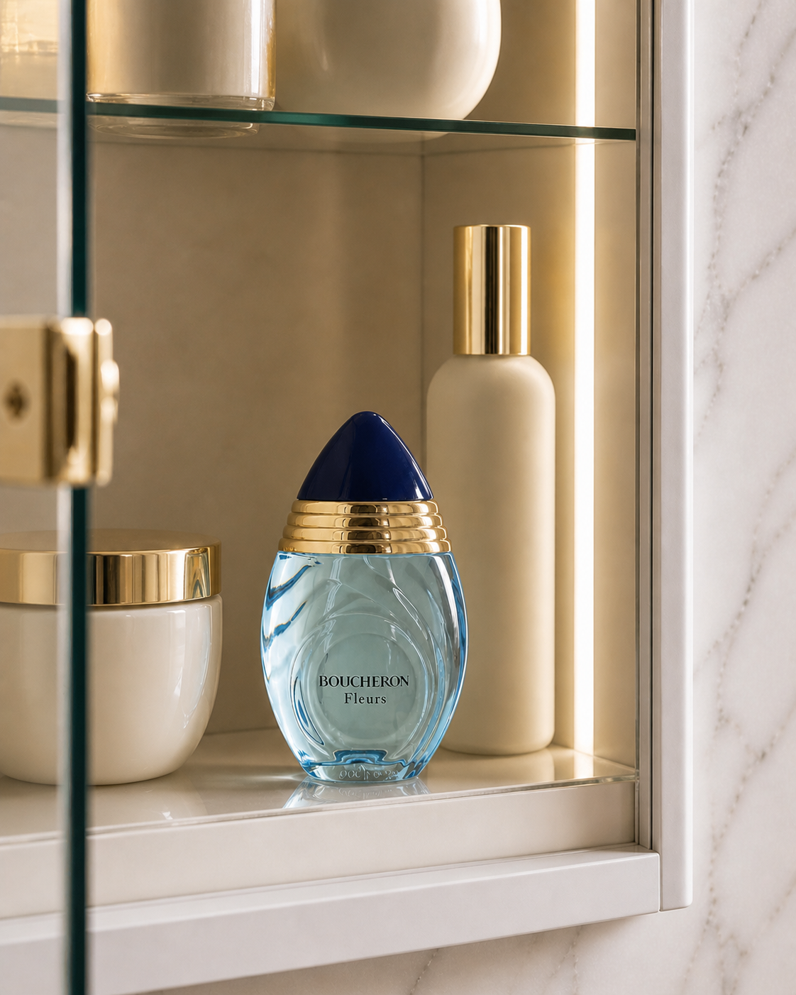 Boucheron Fleurs 100ml EDP for women, elegant perfume bottle with floral design, showcasing the luxurious fragrance by Boucheron.