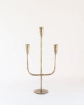 Hand forged iron candlestand with brass finish, decorative candelabra from Creative Women Australia, showcasing intricate craftsmanship.