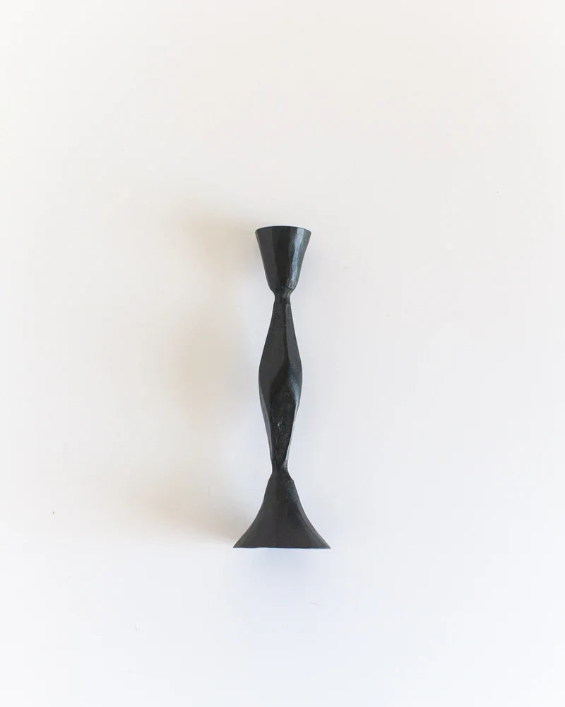 High diamond hand-forged iron candlestick stand with brass finish, designed by Creative Women Australia for elegant decor.