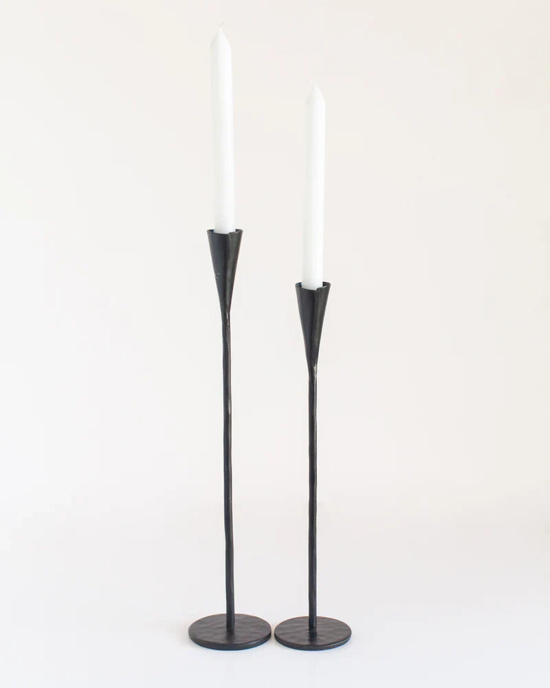 Set of two Phoenix hand-forged iron candlestand with brass finish by Creative Women Australia, decorative candle holders for home.