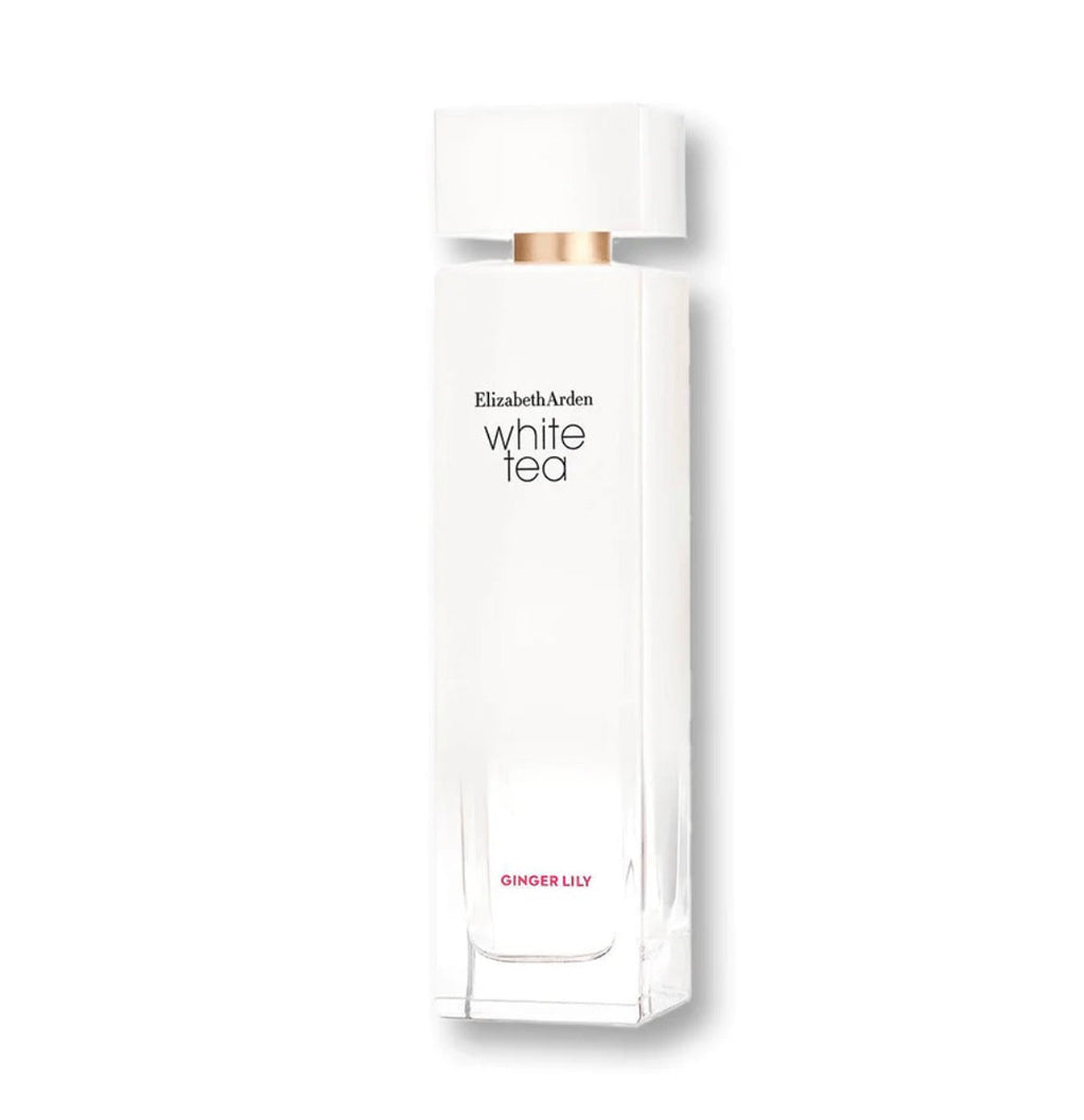 Elizabeth Arden White Tea 100ml Eau de Toilette for women, featuring a sleek white bottle and elegant design.