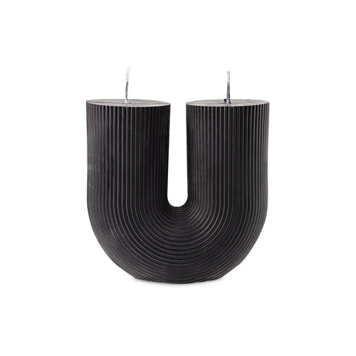 Black Cranberry Arch Candle by Escape to Paradise, featuring a sleek dark design and elegant shape for cozy ambiance.