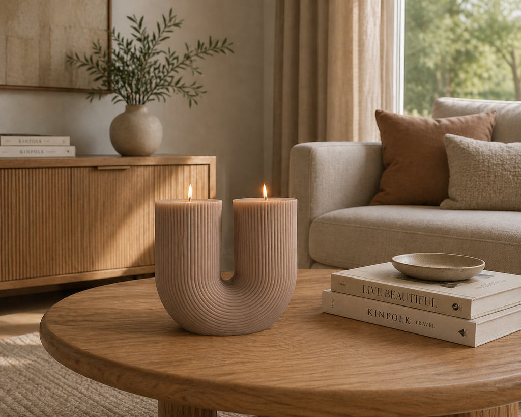Sea Salt & Caramel Arch Candle by Escape to Paradise, displaying a stylish candle with a warm, inviting design.