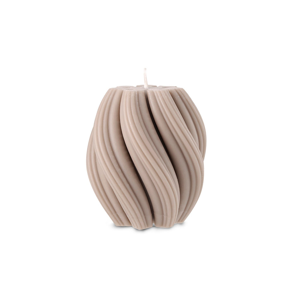 Swirl Candle by Escape to Paradise with sea salt and caramel scent, featuring a warm, decorative design.