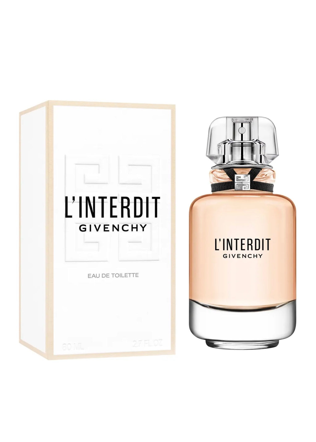 Givenchy L'Interdit 80ml women’s Eau de Toilette bottle, elegant fragrance for women with floral and woody notes.