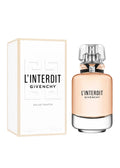 Givenchy L'Interdit 80ml women’s Eau de Toilette bottle, elegant fragrance for women with floral and woody notes.