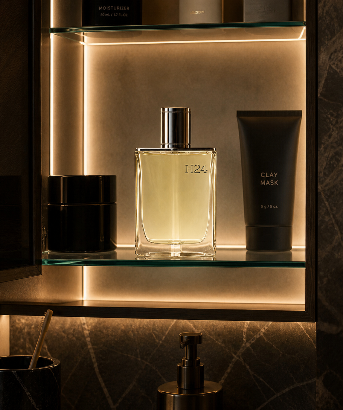 Hermès H24 100ml men's Eau de Toilette bottle with sleek design, featuring the Hermès branding on the label.