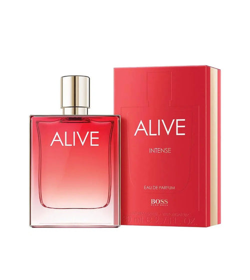 Hugo Boss Alive Intense 80ml women's Eau de Parfum bottle with floral and woody fragrance accents.