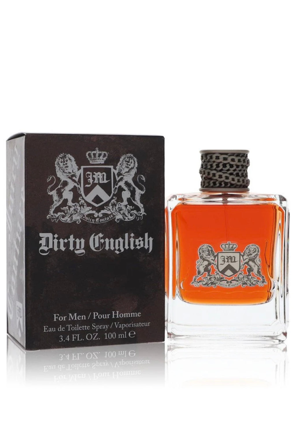 Juicy Couture Dirty English 100ml men's eau de toilette bottle with dark packaging and sleek design.