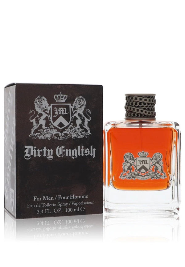 Juicy Couture Dirty English 100ml men's eau de toilette bottle with dark packaging and sleek design.