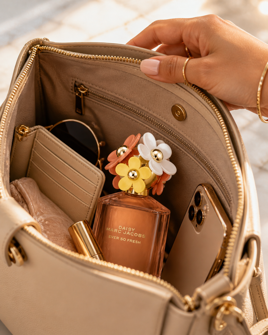Marc Jacobs Daisy Ever So Fresh 75ml women’s Eau de Parfum bottle with floral design and clear glass showing the fragrance inside.