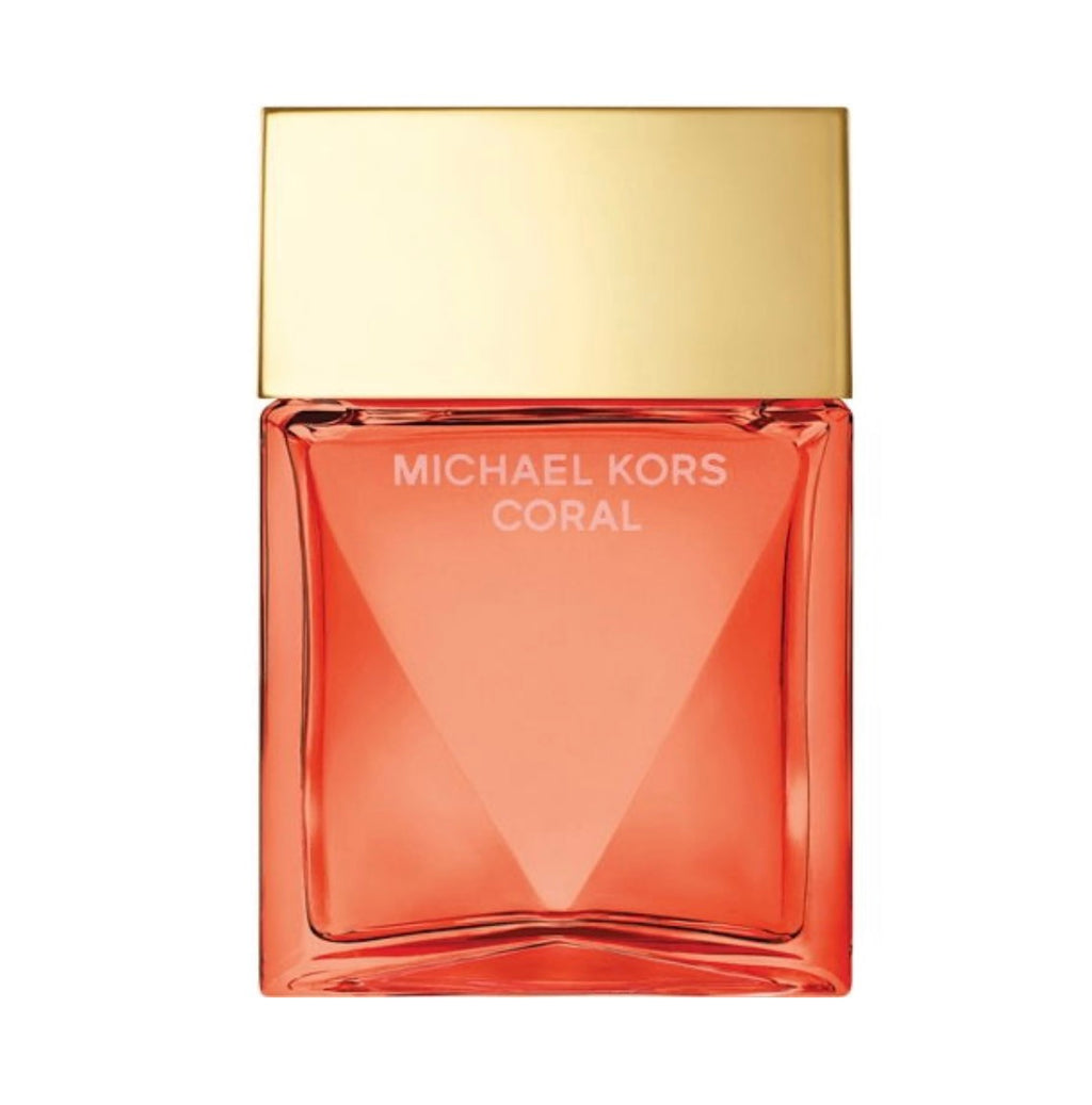 Michael Kors Coral 50ml women's EDP perfume bottle with pink and coral accents, elegant packaging for women.