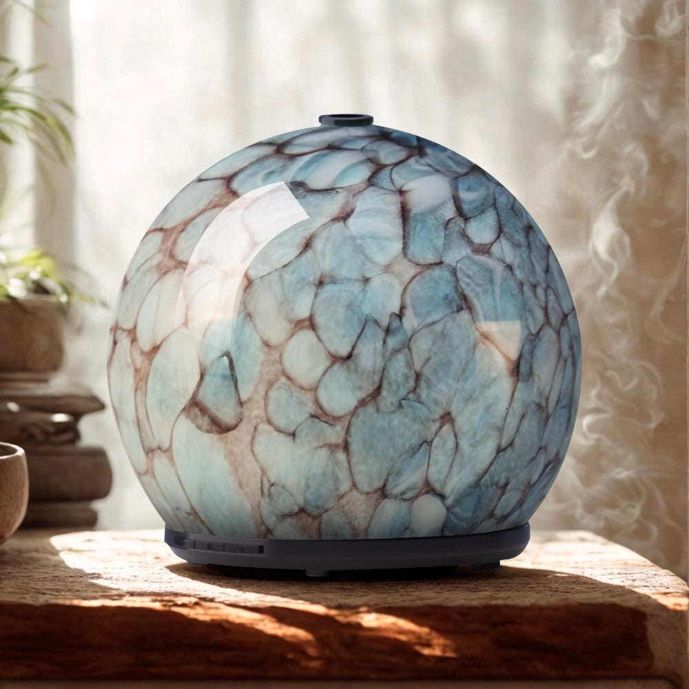 Glass aroma diffuser with LED light, 240ml capacity, for essential oils, by NNEDSZ, ideal for home and garden decor.