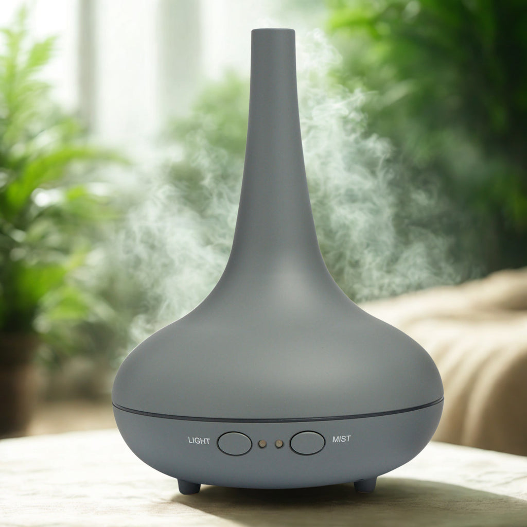 NNEIDS Milano Décor Ultrasonic Aroma Diffuser in matte grey with a sleek, modern design for home scenting and relaxation.