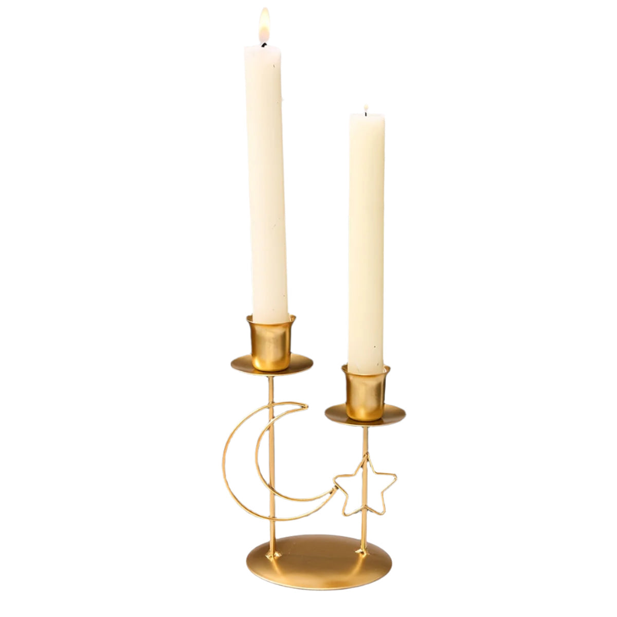 Golden star and moon candle holder by NNETM, decorative metal candle accessory for home and garden decor.