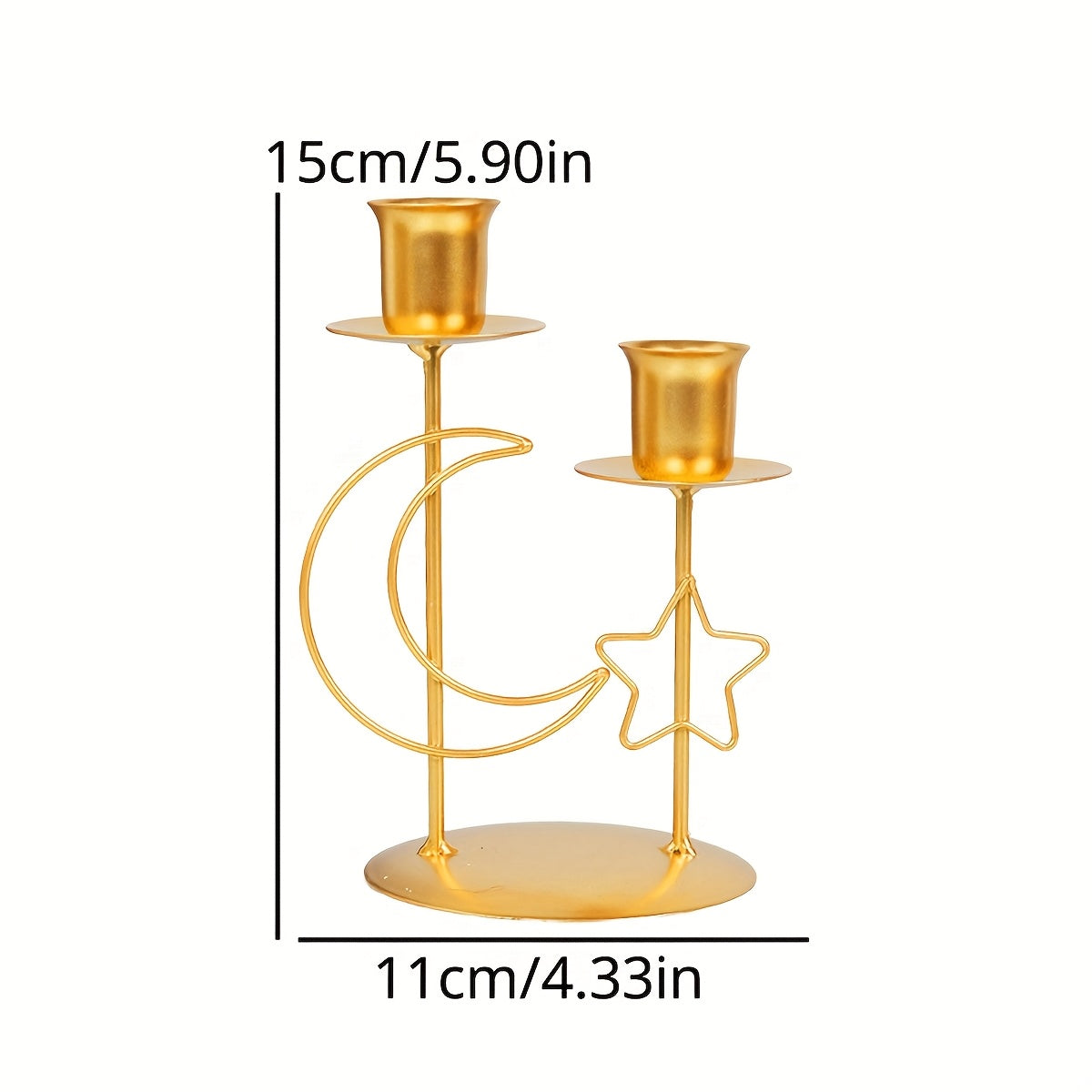 Golden star and moon candle holder by NNETM, decorative metal candle accessory for home and garden decor.