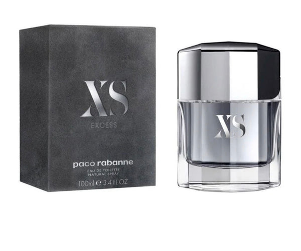 XS 100ml Paco Rabanne men's EDT bottle with sleek design and silver cap, displayed on a neutral background.