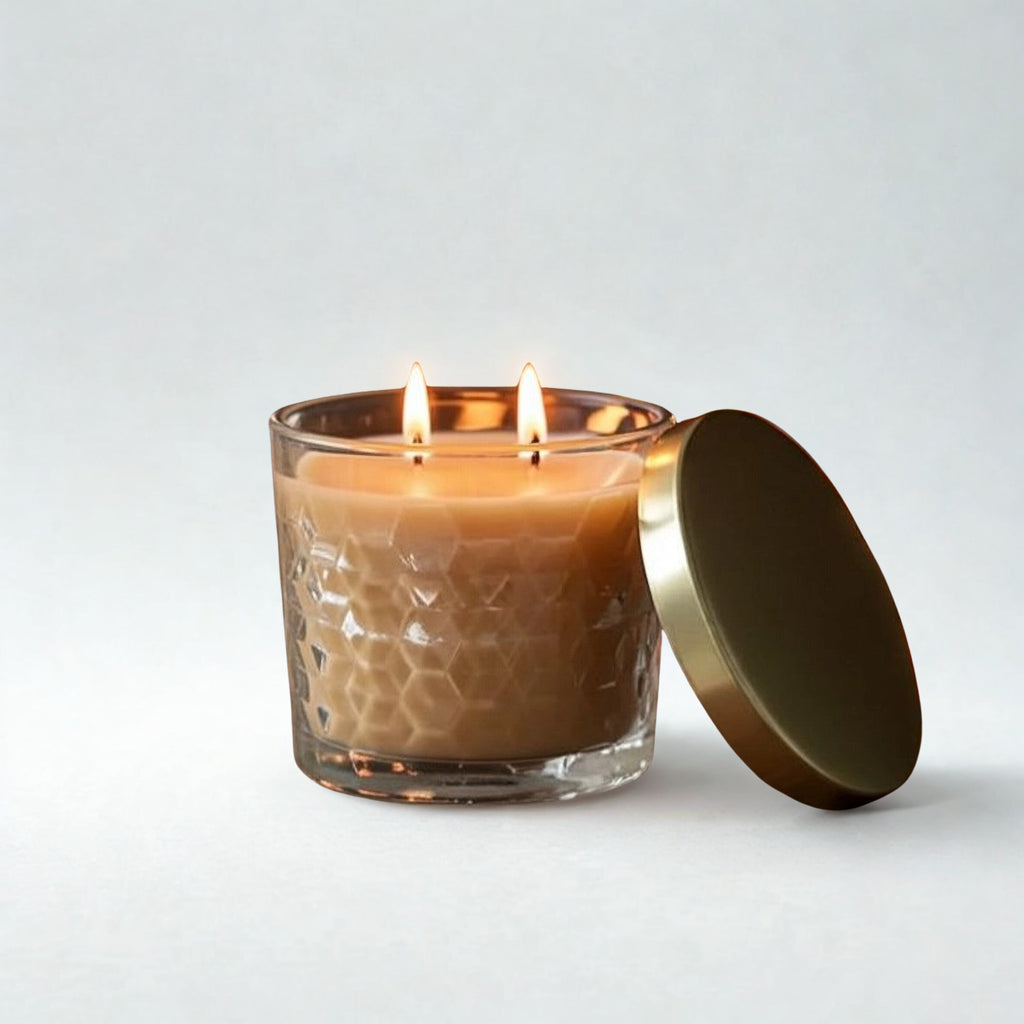 Unscented Beeswax Serenity Jar Candle by Serenes Beeswaxory, showing a natural beeswax-colored candle in a clear glass jar.