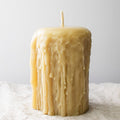 Pure beeswax Gothic pillar candle in desert rose colour, 14cm tall with elegant Gothic style.