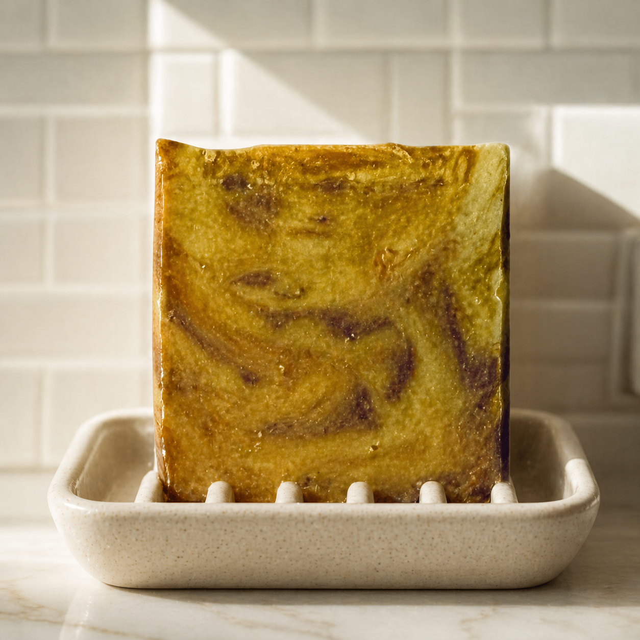 Handmade pure antibacterial soap bar by Serenes Beeswaxory, showcasing a natural skincare essential for clean hands.
