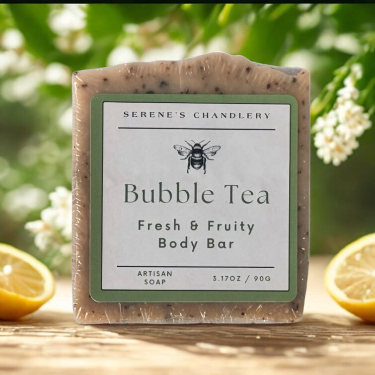 Handmade Serenes Beeswaxory Foaming Tea Oil Soap Bar, a skincare essential with a natural, pure soap appearance.