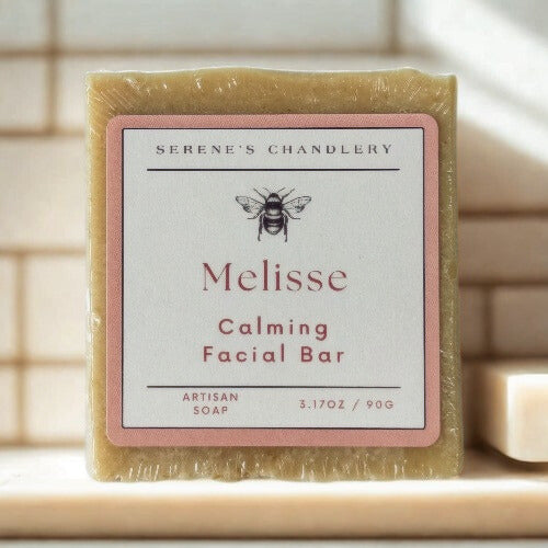 Handmade goat milk and honey soap bar from Serenes Beeswaxory, showcasing a natural skincare essential with a creamy texture.
