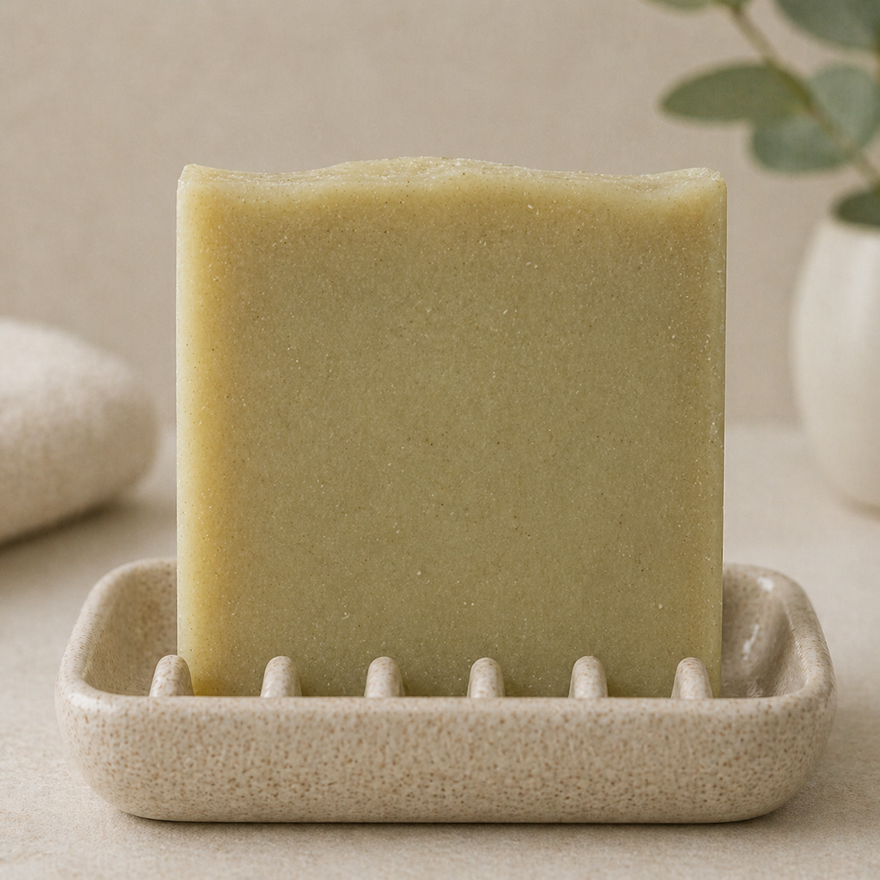 Handmade Serenes Beeswaxory goat milk and honey soap bar, natural skincare essential with creamy texture and golden honey accents.