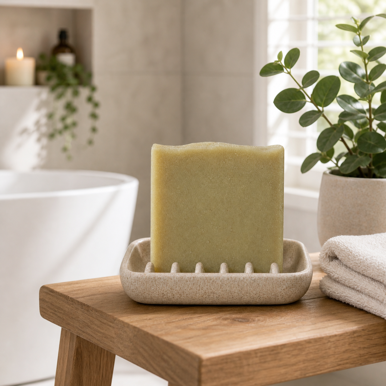 Handmade Serenes Beeswaxory goat milk and honey soap bar, natural skincare essential with creamy lather and soothing ingredients.