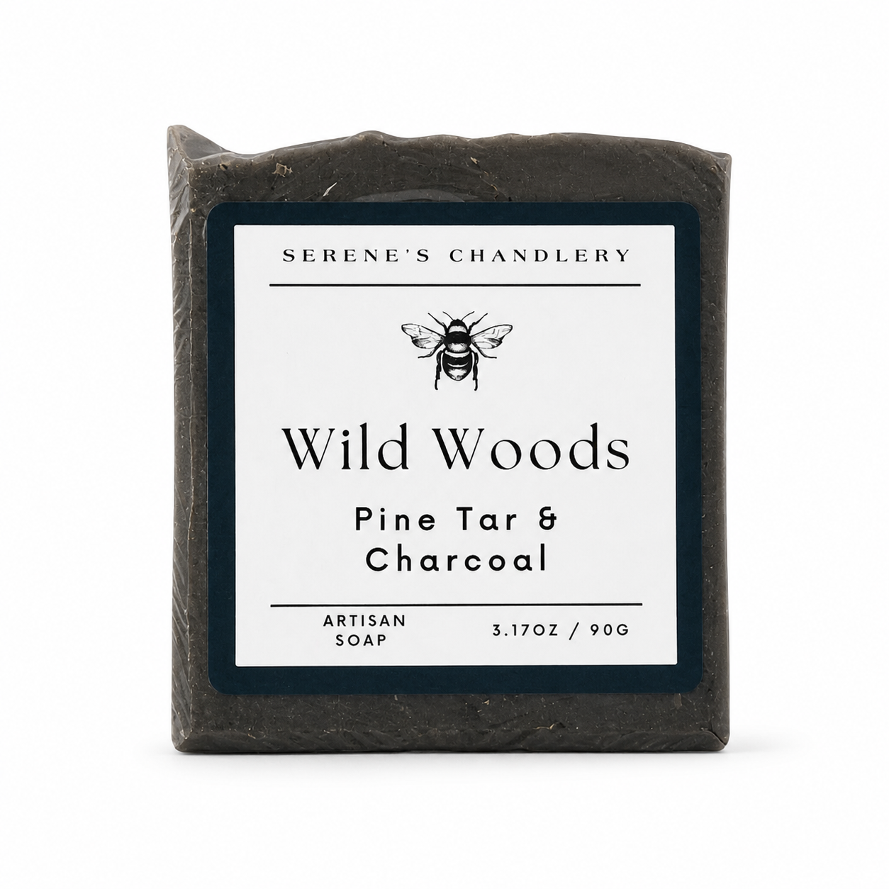 Handmade Stockholm Pine Tar Soap Bar by Serenes Beeswaxory, showcasing a natural skincare essential for cleansing and skin health.