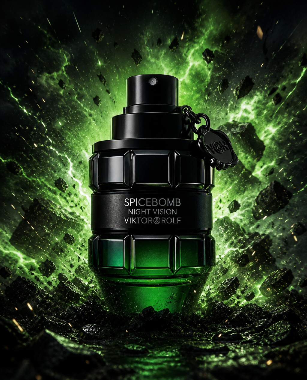 Viktor & Rolf Spicebomb Night Vision 90ml men's Eau de Toilette bottle with dark packaging and modern design.